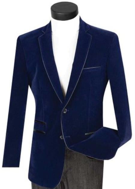 Style#-B6362 Mens Prom Party Jacket Navy Slim Fit