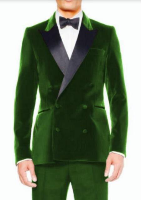 Mens Hunter Velvet Tuxedo Sport Coat - Velvet Suits Double Breasted Blazer - Slim Fit