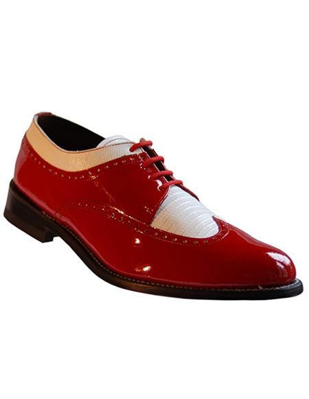 1920's Mens Dress Shoes - 20s Shoes - 1920s Gangster Shoes - Red and White