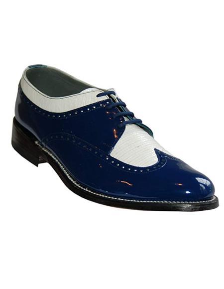 1920's Mens Dress Shoes - 20s Shoes - 1920s Gangster Shoes - Blue and White