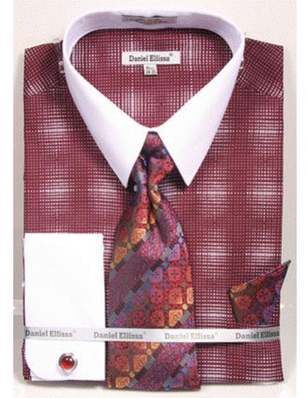 Mens Burgundy Shirt With Tie