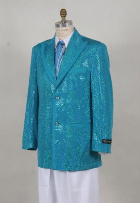 Sequin Turquoise Tuxedo With Matching Pants Included - Tiffany Color Suit - Aqua Color