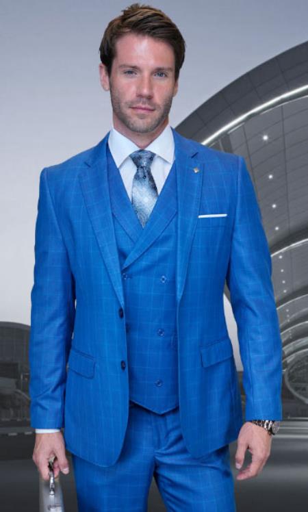 Mens Suit Super 150 Italian Fabric Suit - Sapphire