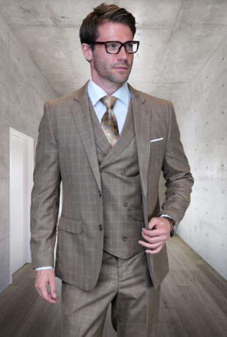 Mens Suit Super 150 Italian Fabric Suit - Bronze