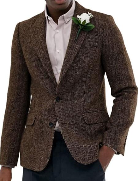 Business Blazer - Pattenred Sport Coat - Winter Fabric Sport Coat - Z-Dark Brown