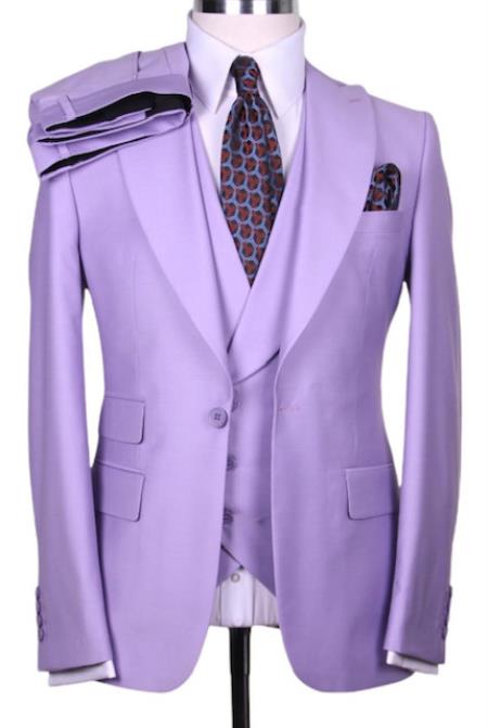 Big Lapel - Wide Lapel - Tom Ford Style Suit - Ticket Pocket - Purple