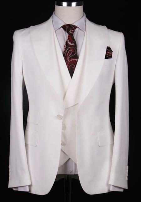 SKU#JA59381 Big Lapel - Wide Lapel - Tom Ford Style Suit