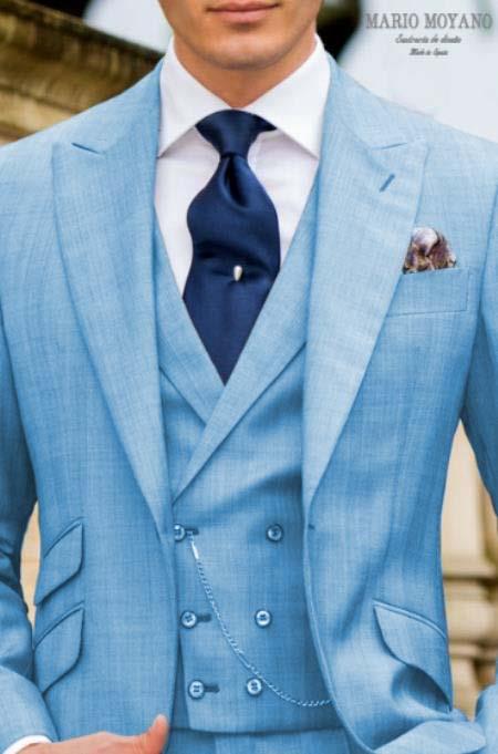 Call If Not Text Or Whatsup 3104300939 To Setup The Group - Call: 3104300939 Light Blue Suit With Double Breasted Vest Grooms And Groomsmen Suit