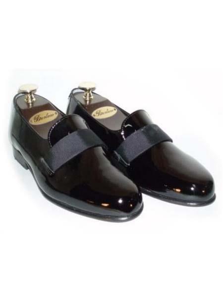 SKU#JA59464 Mens Slip On Patent Leather Black Tuxedo Shoes