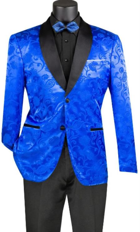 Mens Blazer - Paisley Sport Coat - Royal Prom Tuxedo Dinner Jacket Blazer