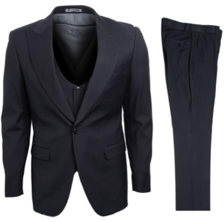 Mens Stacy Adams Suits - Designer Suit - 3 Piece Suit - Vested Suit - Flat Front Pant- Modern Fit Suits Dark Grey Suit