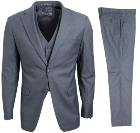 Mens Stacy Adams Suits - Designer Suit - 3 Piece Suit - Vested Suit - Flat Front Pant-Modern Fit Suits Medium Grey Suit