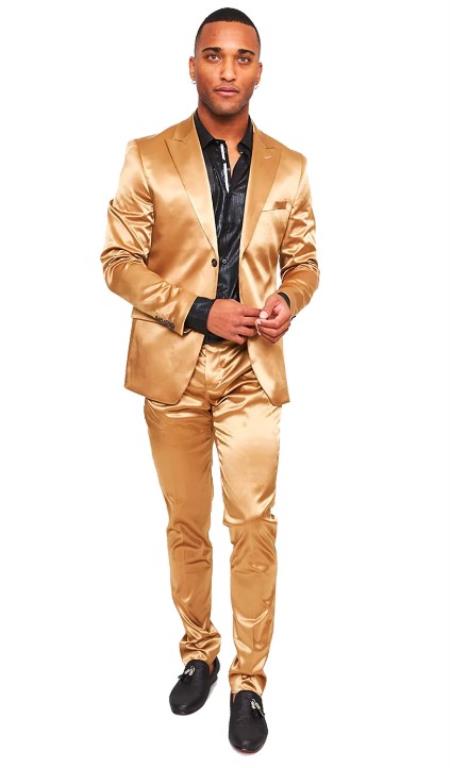 Gold Suit - Gold Tuxedo - Shiny Champaign Suit