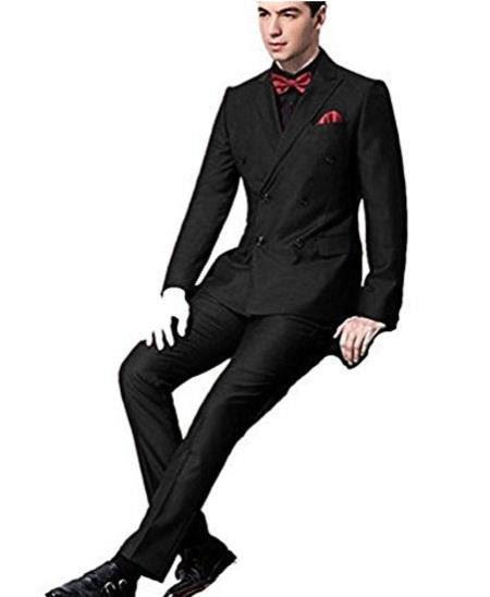 Ultra Slim Fit Double Breasted Black Suit - Narrow Leg Pants - Gucci Cut - Tapered Jacket