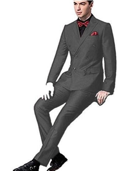 Ultra Slim Fit Double Breasted Light Grey Suit - Narrow Leg Pants - Gucci Cut - Tapered Jacket