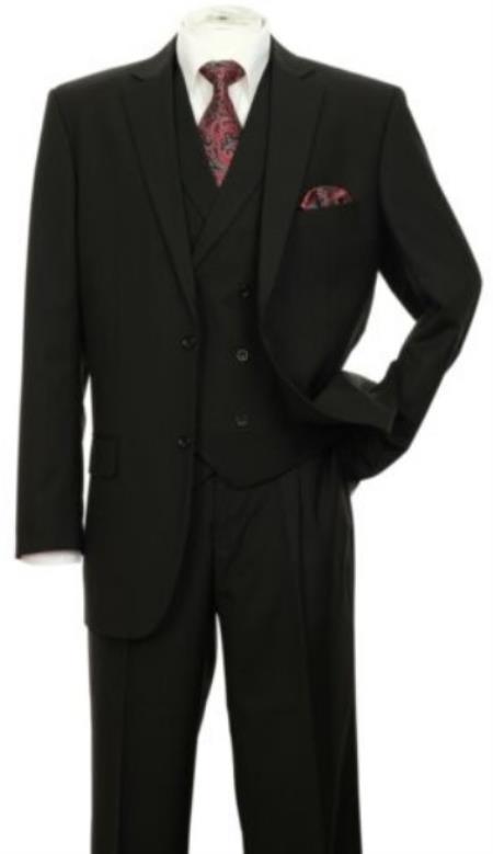 Modern Fit Wool Feel Two Button Jacket with Suit Black