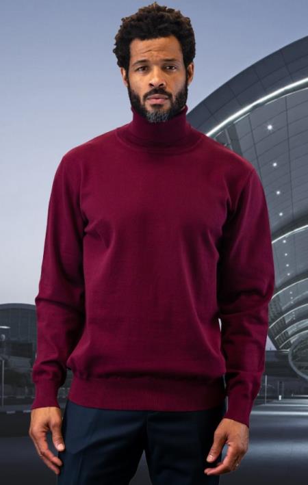 Mens Sweater Burgundy and Cashmere Fabric