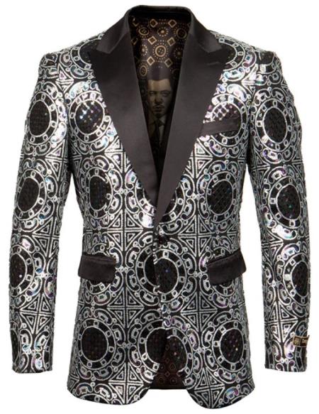 Style# SO4ME259H-01-SILVER Mens Blazer - Wedding Silver Tuxedo - Prom Blazer
