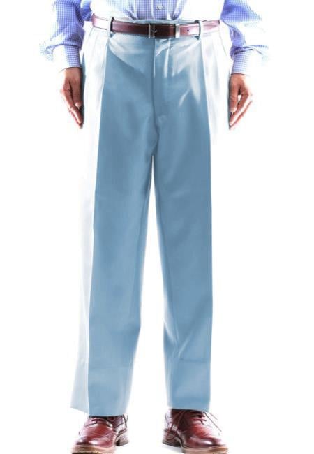 Zacchi Mens Dress Pleated Blue Slacks - Colorful Pants