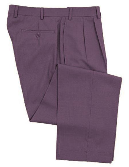 Zacchi Mens Dress Pleated Eggplant ~ Plum Slacks - Colorful Pants