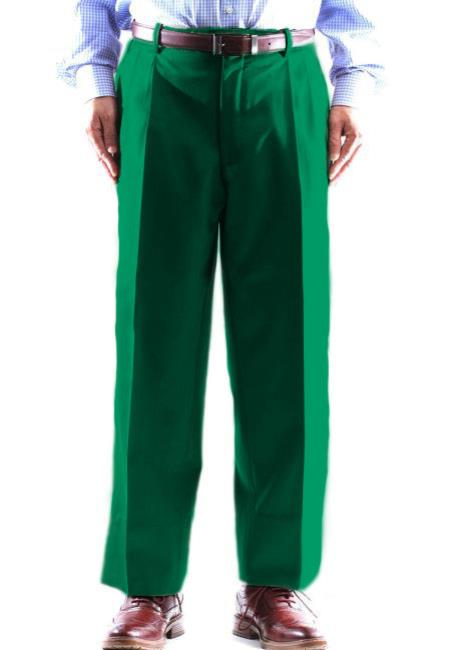 Zacchi Mens Dress Pleated Green Slacks - Colorful Pants