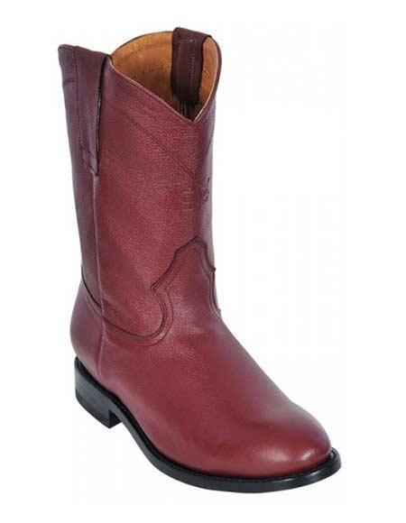Deerskin Cowboy Boots - Burgundy Deerskin Boots - Deer Boots