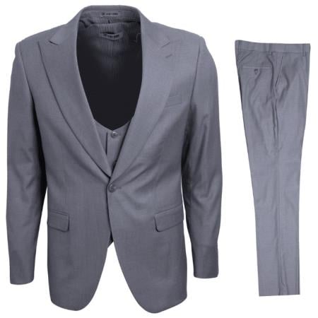 Stacy Adams Suit 1920s Cut Vest Gray Big Lapels 3 Piece