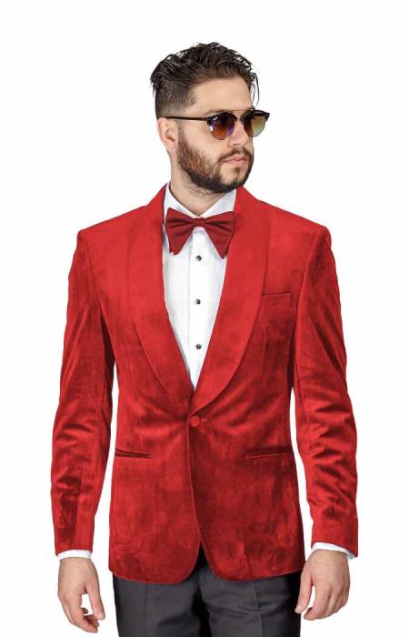 Mens Velvet Blazer - Velvet Tuxedo Jacket Red