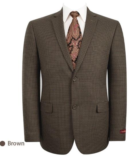 Mens Slim Fit Jacket Single Breasted Two Buttons Blazer Brown