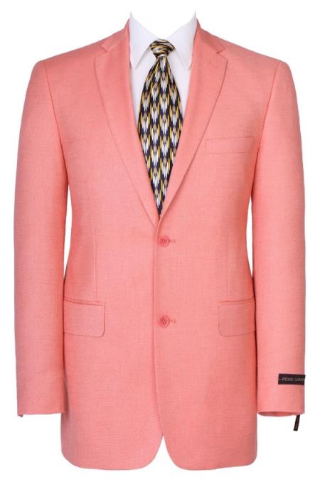 Mens Suit Blazer Jacket Two Button Stretch Sports Coats Classic Fit Living Coral