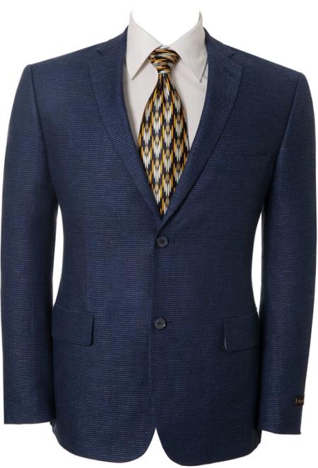 Mens 100% Linen Slim Fit Stylish Suit Jackets Blue