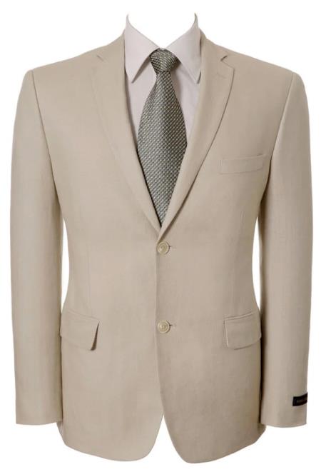 Mens 100% Linen Slim Fit Stylish Suit Jackets Beige
