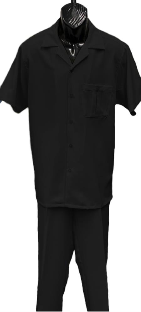 Mens Walking Suit - Big and Tall Casual Suit - Black Suit Up to 6XL Pants