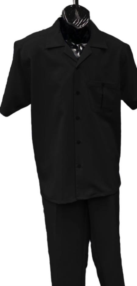 Mens Walking Suit - Big and Tall Casual Suit - Black Suit Up to 6XL Pants
