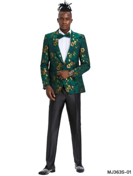 Paisley Sportcoat - Wedding Tuxedo Suit - Prom Green Blazer