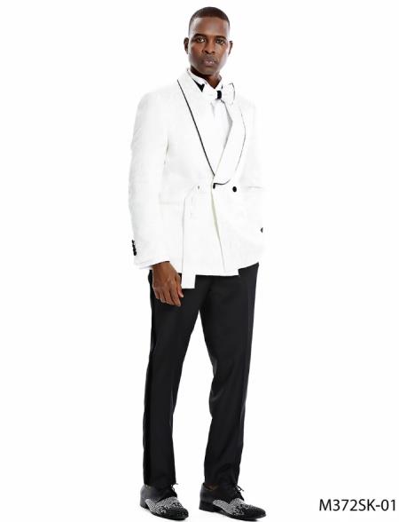 Floral Sportcoat - Big and Tall Tuxedo Dinner Jakcet - 2023 Fancy White ~ Black Blazer