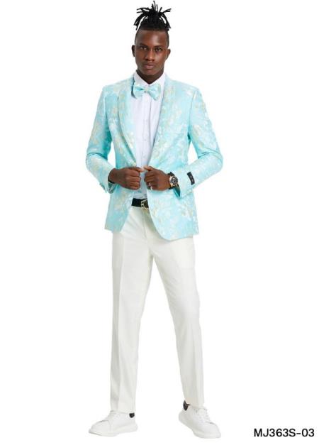 Floral Sportcoat - Big and Tall Tuxedo Dinner Jakcet - 2023 Fancy Mint Blazer