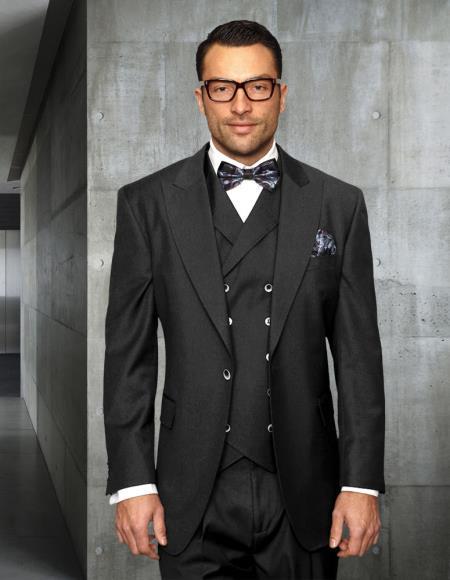 Mens Big and Tall Suits - Plus Size Charcoal Suit For Men - Classic fit 1 Button With Vest