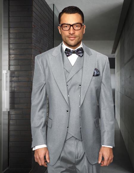 Mens Big and Tall Suits - Plus Size Gray Suit For Men - Classic fit 1 Button With Vest