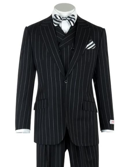 Mens Big and Tall Suits - Plus Size Black Suit For Men - Classic fit 1 Button With Vest