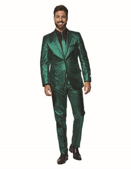 Shiny Metallic Party Emerald Suit