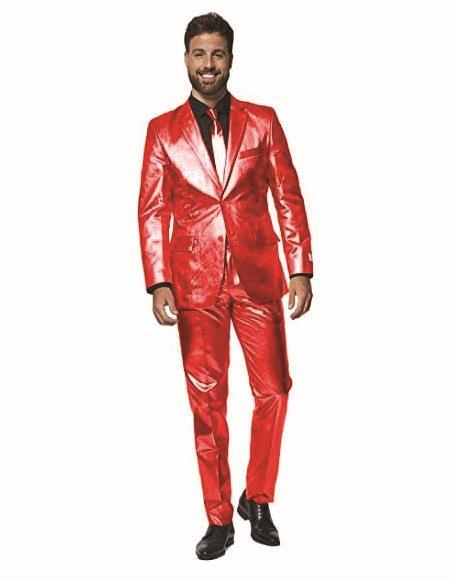 Shiny Metallic Party Red Suit