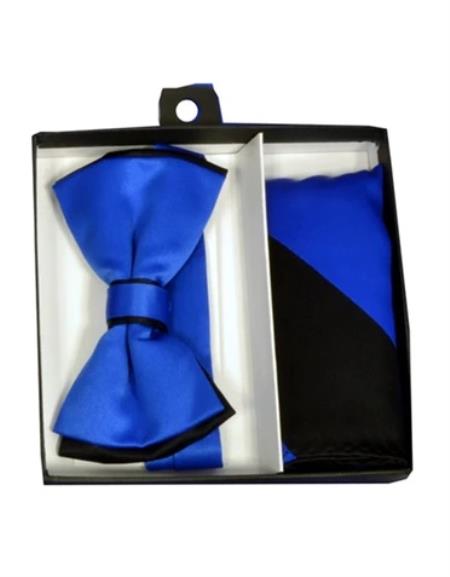 SKU#JA61041 Mens Formal - Wedding Bowtie - Prom Royal Blue and Black Bowtie