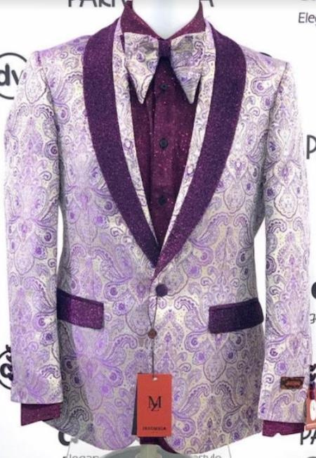 White and Purple - Lavender Tuxedo With Matching Bowtie