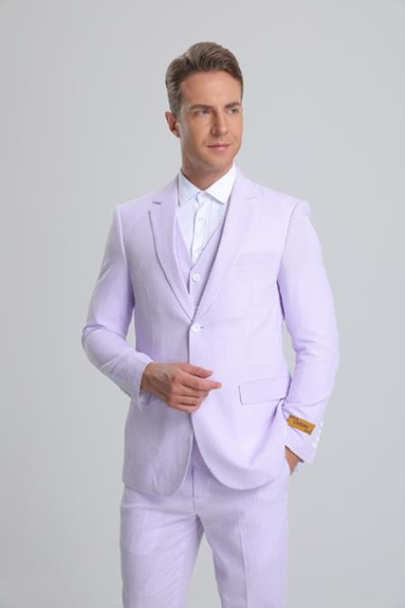 Seersucker Suit - Summer Suit - Cotton Suit - Purple