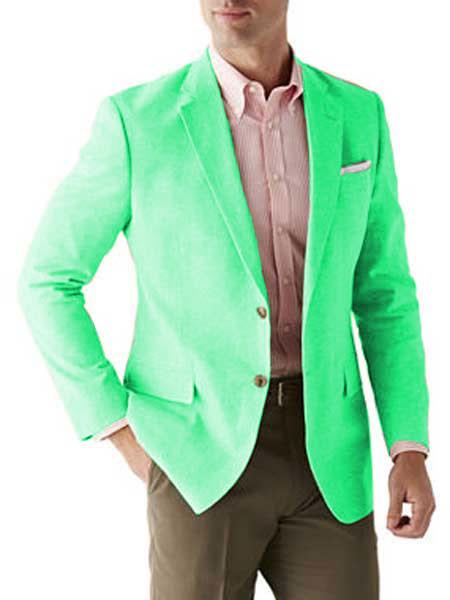 Mens Linen Blazer - Emerald Green Linen Sport Coat - Summer