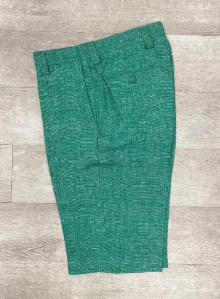 Linen Flat Front Pants Green