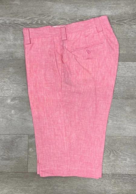 Linen Flat Front Pants Pink