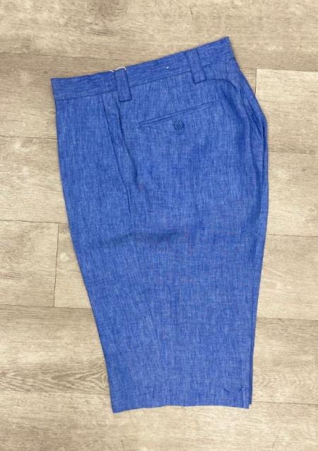Linen Flat Front Pants Blue Wave