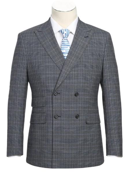 SKU#JA61606 Plaid Suit - Mens Windowpane Suit By English Laundry Designer Brand - Gray